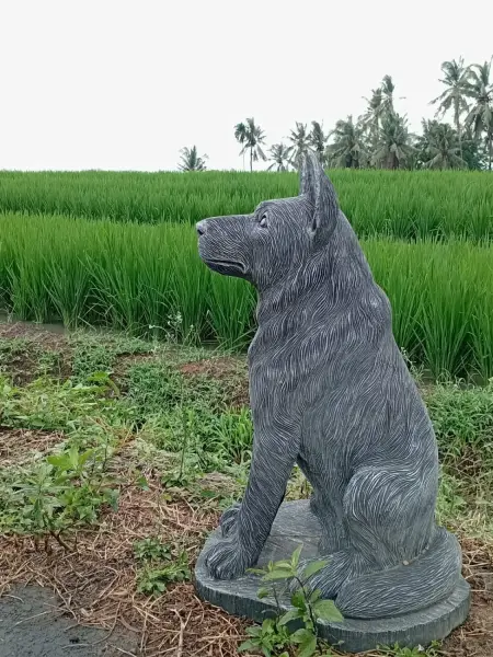 Artikelbild 2 des Artikels “Sitzender Schäferhund, 65cm Höhe - Steinguss. “